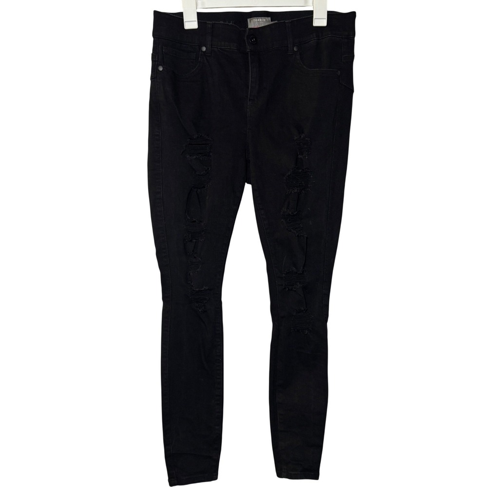 torrid Black Distressed Skinny Jeans